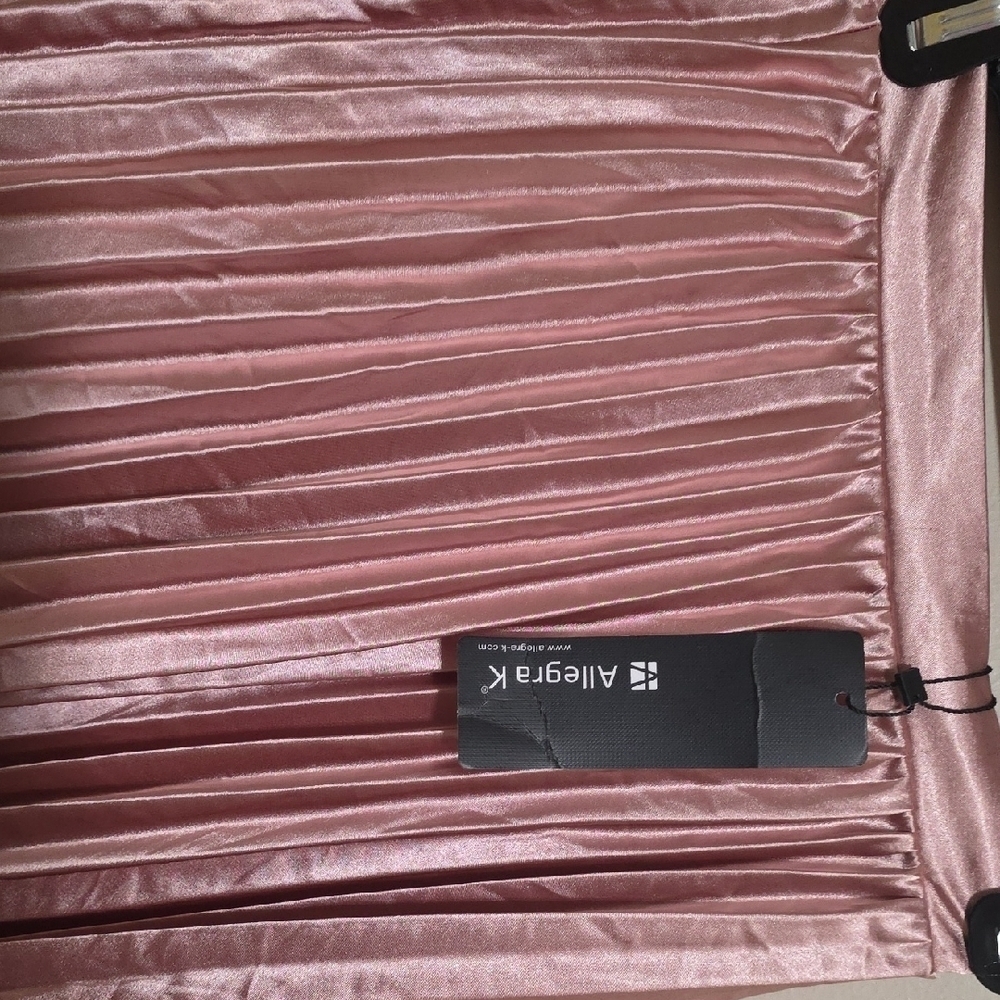 Allegra K Shimmering Pink A-Line Skirt - Picture 2 of 6